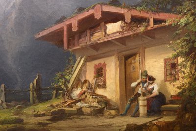 Paesaggio alpino con edificio da Josef Matj Navrátil